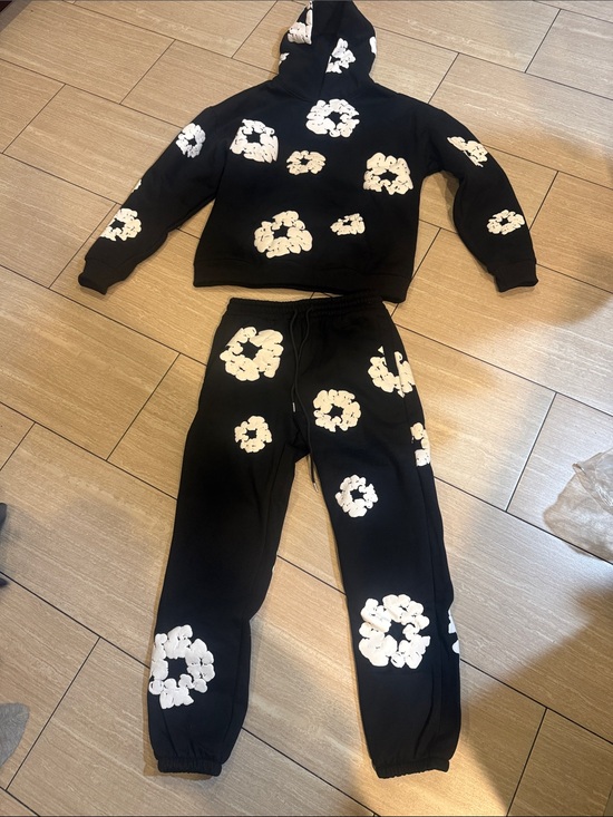 Denim Tears Other - Denim Tears  Black Floral Print Hoodie & Jogger set